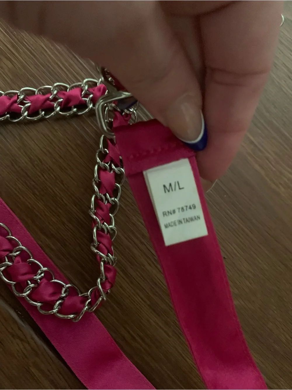 Fuchsia Chain-Link Ribbon Belt - Picture 5 of 5